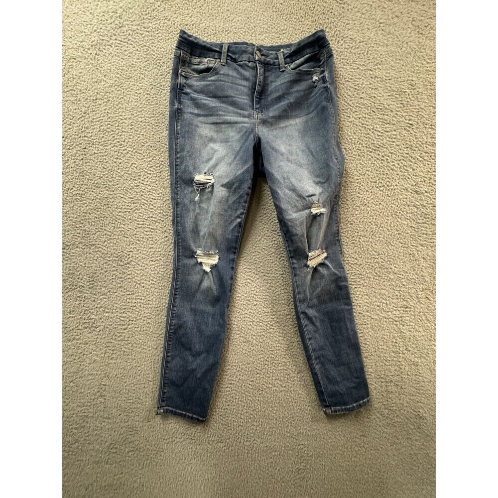 Rewash Brand Skinny Jeans Womens Jr 11/30 Blue High Rise Real Curve Distressed
